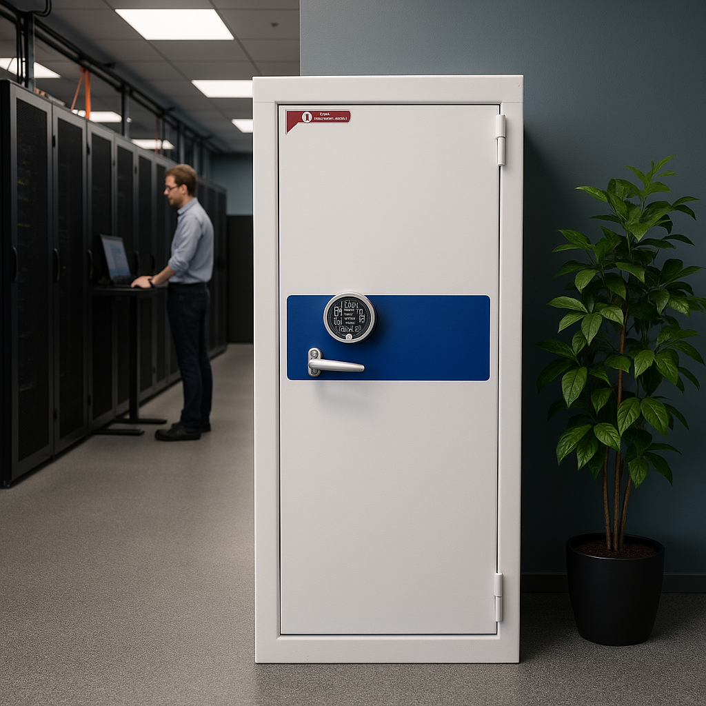 Datorskåp med ventilation och eluttag SSK160F-BEG