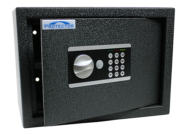 Litet kassaskåp som är stöldskyddande med plåt och 5 mm tjock plåtdörr. Safebox-EL - för din säkerhet.